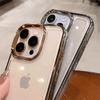 Luxury Plating Transparent Acrylic Case for iPhone 16 15 14 13 12 Pro Max 16 Plus Anti-knock Shockproof Hard PC Armor Cover