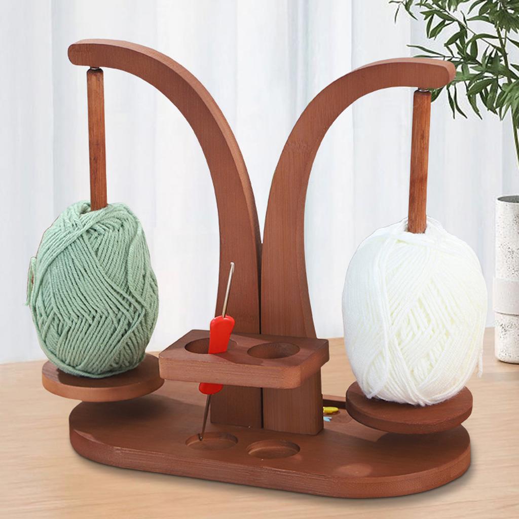 Woodens Yarn Stand With Rotatable Base For Home Knitting Tool Natural Woods