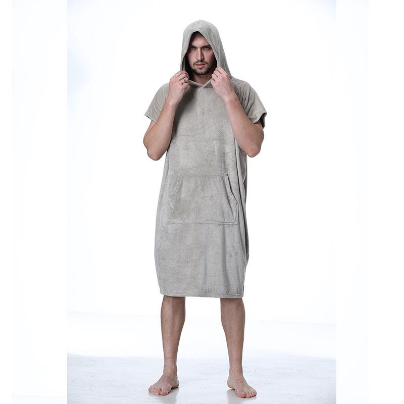 Unisex Quick-drying Hooded Beach Bathrobe Poncho - Coral Fleece Surf & Swim Changing Towel