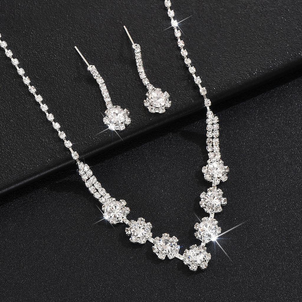 Jewelry Set Wedding Accessories Necklace Earrings Bracelet Three-Piece Evening Dress Wedding Batch