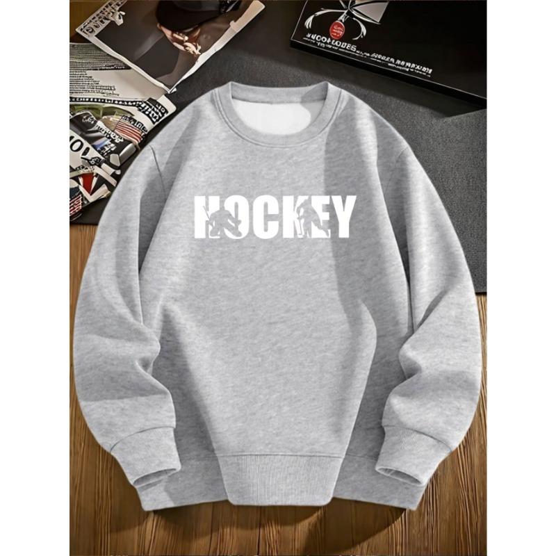 European sizes Boys' Pullover Sweater, Sweatshirt with Ice Hockey Design, for Sports and Casual Wear.