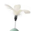 Cat Treat Dispenser Toy with Feather Interactive Prevent Tipping Cat Slow Feeder Puzzle Ball Yellow