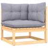 Day and Night - Day and Night Garden Corner Sofa and Gray Cushions Solid Acacia Wood