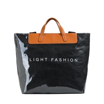 Fashion Retro DuPont Paper Bag Women's New Commuter Large-capacity Kraft Paper Handbag Shopping Bag Bag