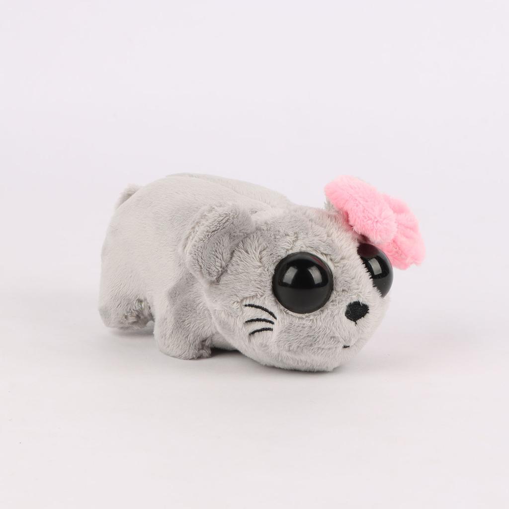 15cm Grey Big Eyed Hamster Plush Toys Bow Hamster Plush Doll Soft Stuffed Animal Toy Cute Plushies Kids Birthday Halloween Gifts