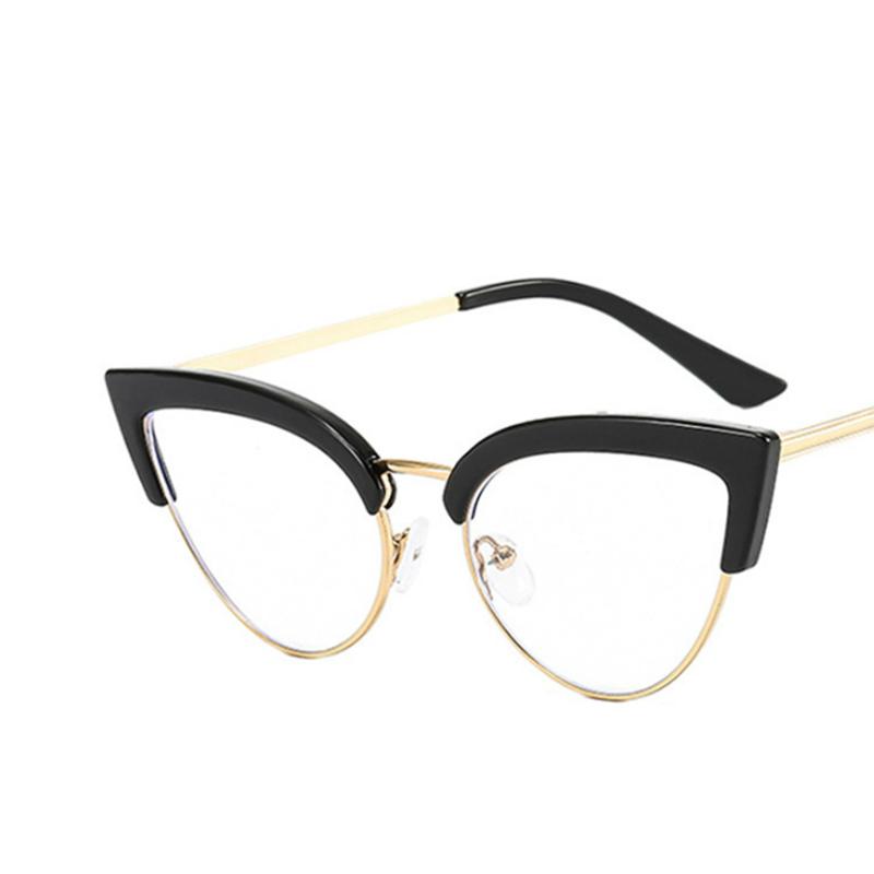 

Cat Eyes Half Metal Frame Clear Lens Glasses Simple Myopia Nerd Spectacles Degree -0.5 -1.0 -2.0 -3.0 -4.0 To -6.0 No degree 0