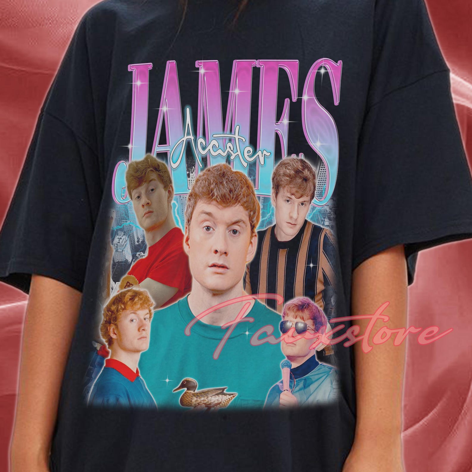 James Acaster Retro Portrait T-Shirt, 100% Cotton Comfort Tee 2XL