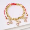 Hot Sale Cute Cherry Strawberry Pendant Copper Bead Chain Bracelet High Quality Crystal Zirconia Fruit Jewelry For Daily Wear
