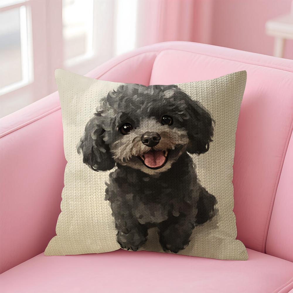 

Dog Cute Cushion Cover Natural Linen Pillow Case DoubleSided Print Decorative Sofa Pillowcase Home Decor Gift 30x30cm