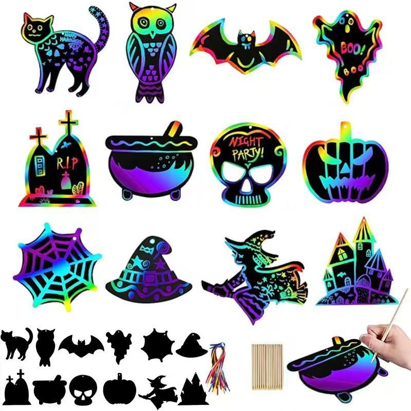 Halloween DIY Scratch Art Animal Decoration for Kids