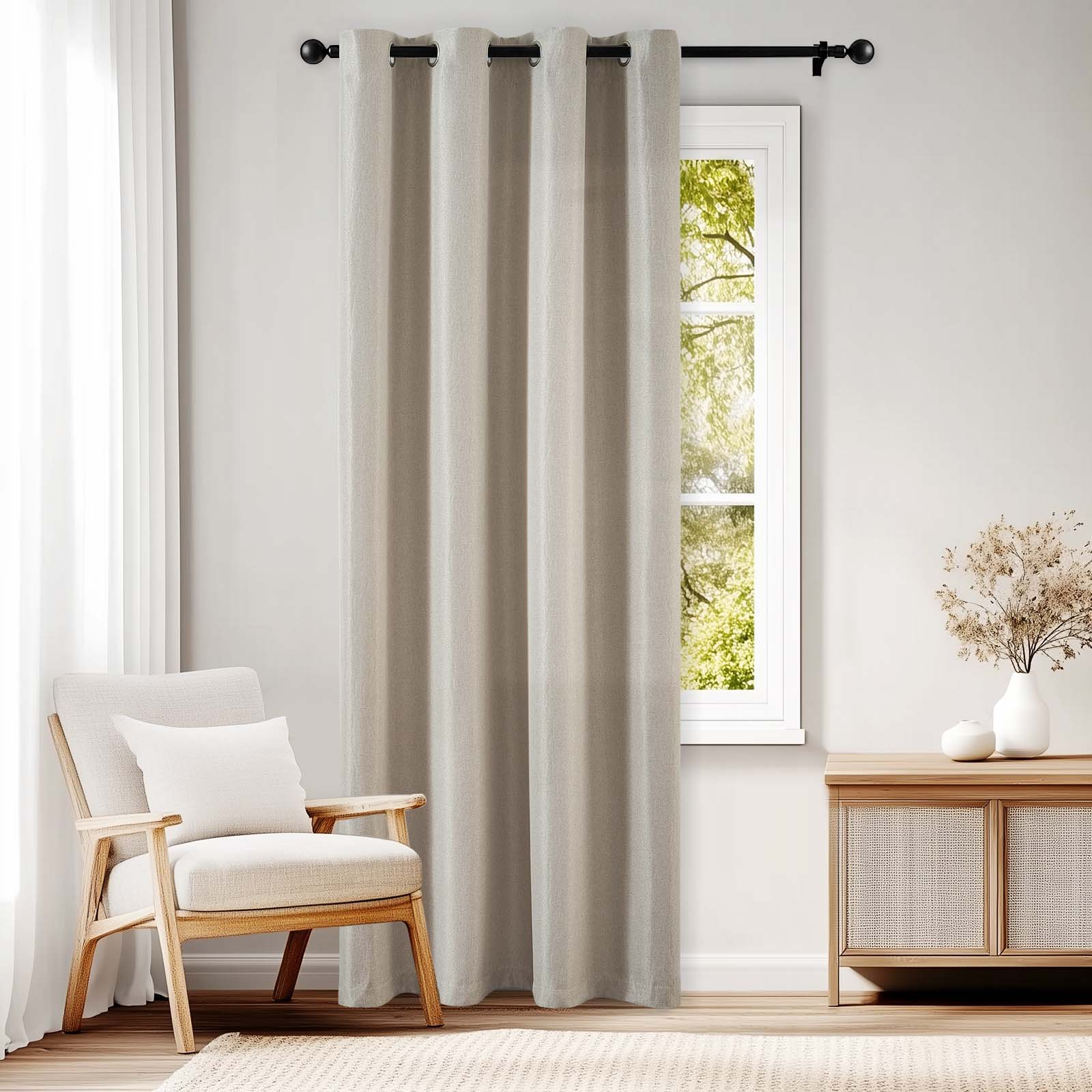 jinchan 90 Inches Room Darkening Curtains for Living Room Thermal Insulated Grommet Top Window Drape for Bedroom 1 Panel Curtain rosa