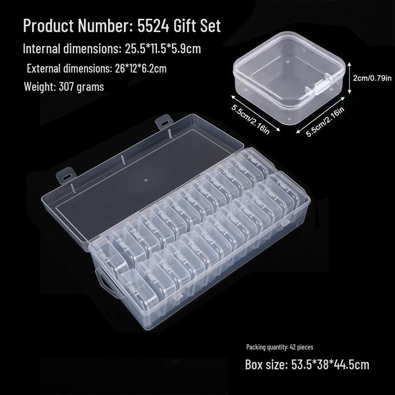 Transparent Plastic Perler Bead Storage Box with Compartments