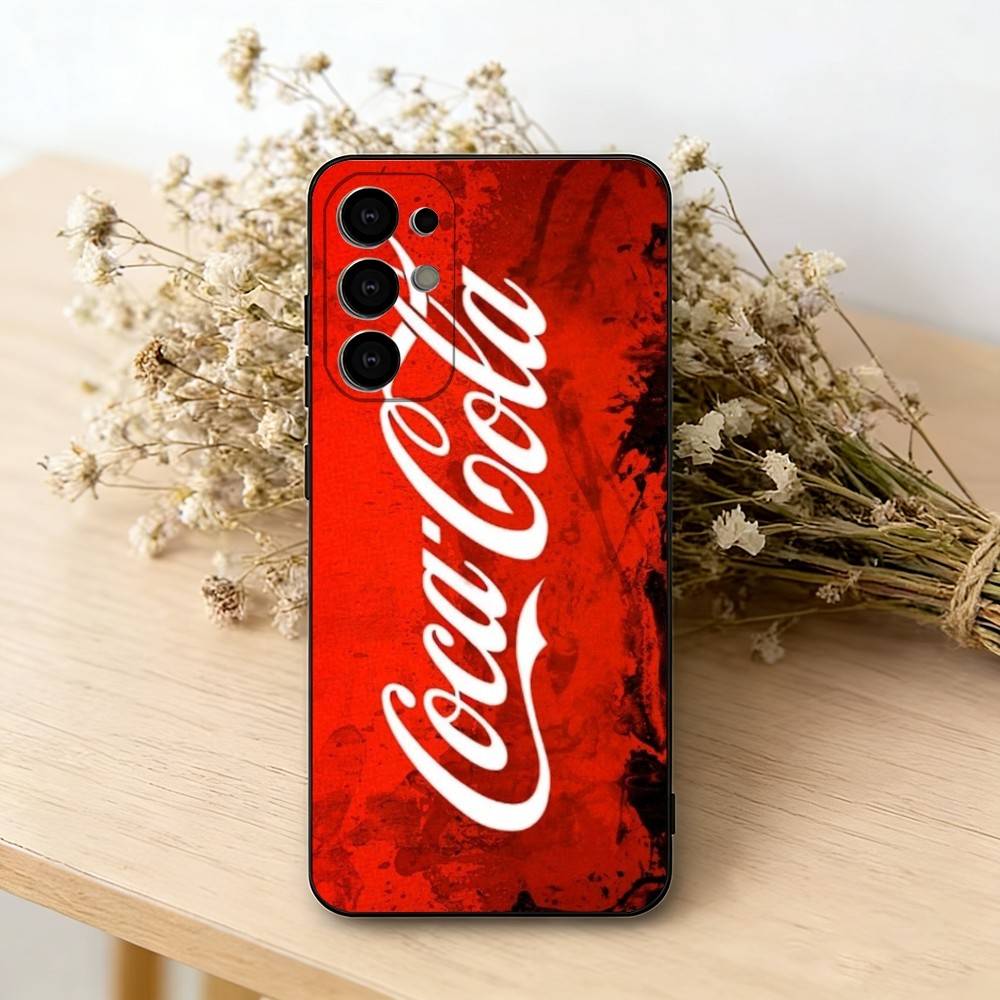 CocaS-S Fashion C-Cola Phone Case Black Silicone Soft For Samsung S25,S24,S21,S22,S23,S30,Ultra,S20,Plus,Fe,Lite