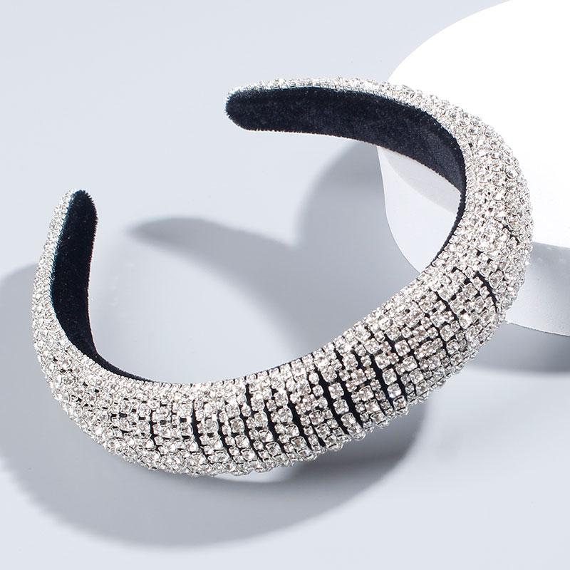 Womens Baroque Headband High-grade Hairband Colorful Rhinestone Headwrap Hair Band Hoop Headwear White Hair Bands Accessories