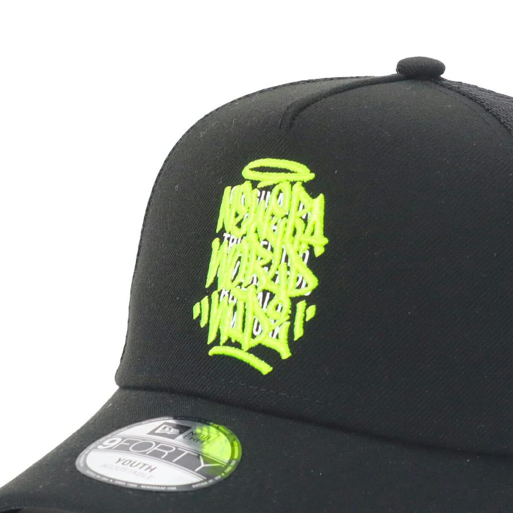 New Era Mesh 9FORTYTRUCKER Graffiti ONSPOTZ Youth Sizes 9Forty Trucker Graffiti Kids' Cap, Logo, Exclusive, Black, 52-56cm, A-Frame