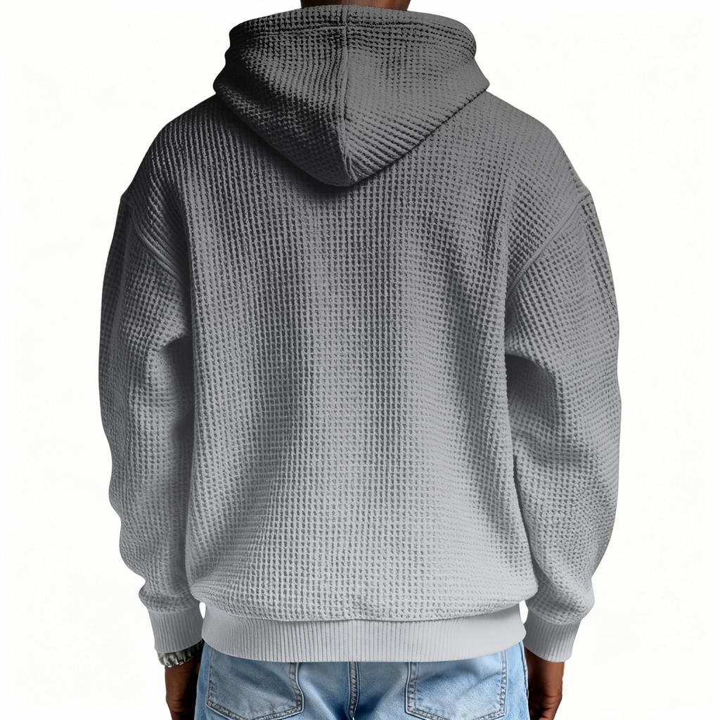 Men's Casual Solid Color Zipper Long Sleeve Hooded Sweatshirt, Everyday Zipper Casual Long Sleeve T-Shirt