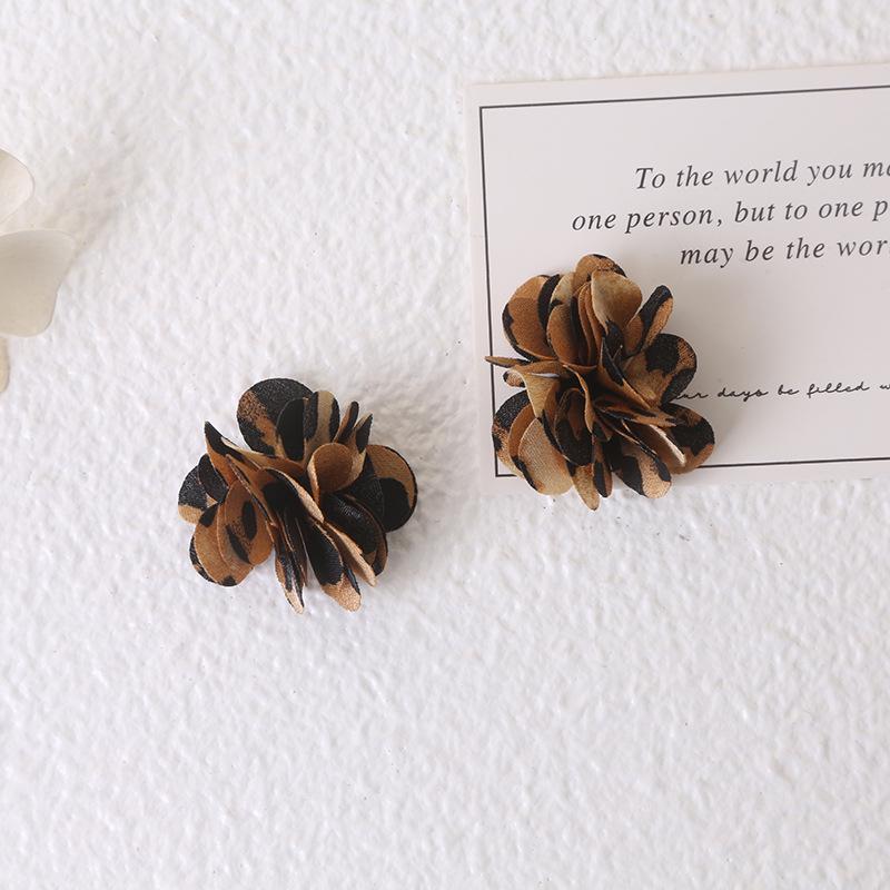 Handmade Chiffon Camellia Flower Earrings - 3cm Fabric Accessories
