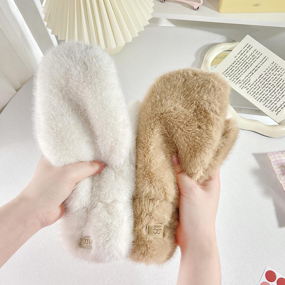 Winter Plush Thickened Warm Gloves - Cute, Fashionable, Windproof Mittens for Students