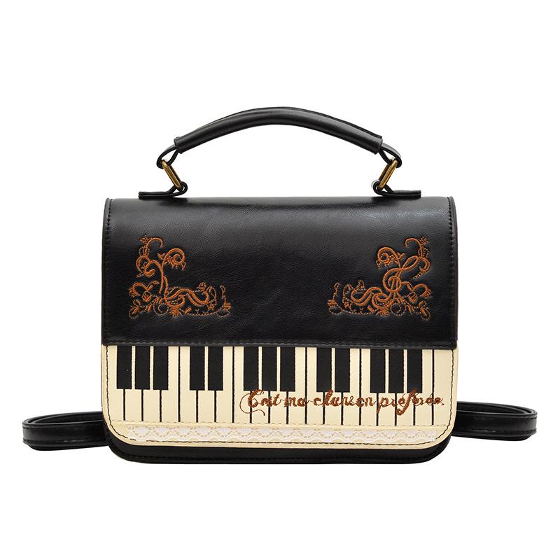 

Summer new fashion contrasting color small square bag girl sweet personality piano music note small satchel portable women s bag чёрный