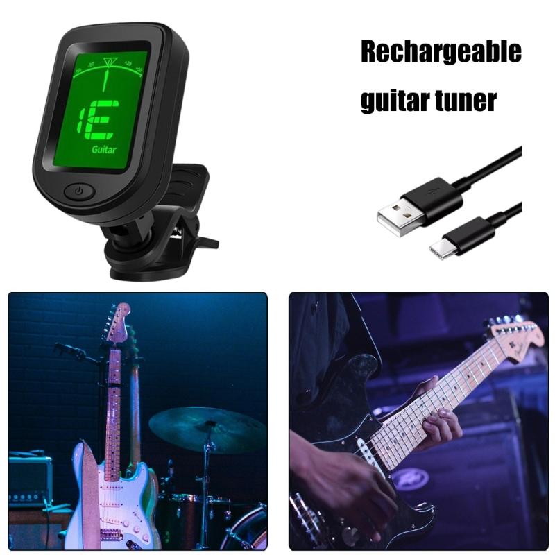 Guitar Tuner Clip On, Digital Electric Tuner with LCD Display, Guitar Metronome