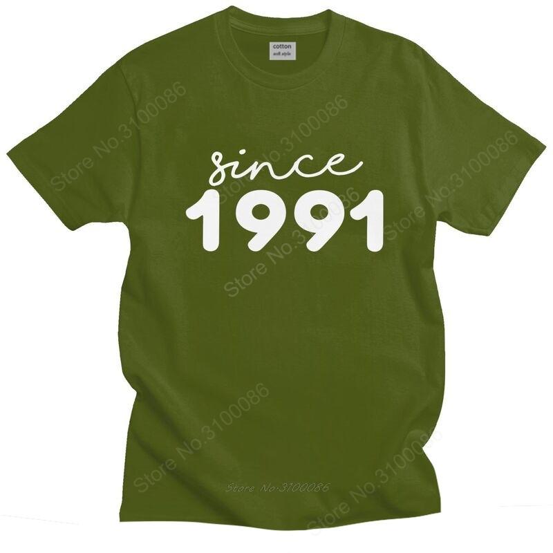 Mens Since 1991 T Shirts Short Sleeve Cotton Tshirts Trendy Tshirt Designer 30 Years Old 30th Birthday Tees Plus Size Clothing