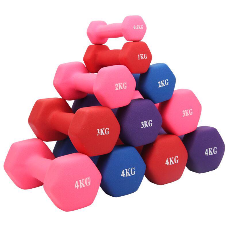 Hexagonal Rubber-Coated Dumbbell for Women's Home Fitness - Frosted Cast Iron Handbell Equipment