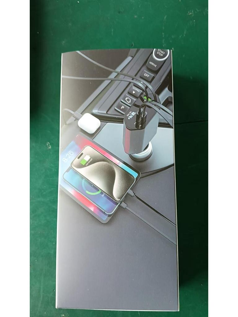 120W Aluminum Alloy Car Charger with Retractable Cable, Super Fast Charging, Four-in-One for Apple Devices