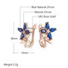 Roségoldfarbene Kristall-Blumen-Hängeohrringe für Damen, blaues Naturzirkon-Zubehör, täglicher feiner Vintage-Schmuck