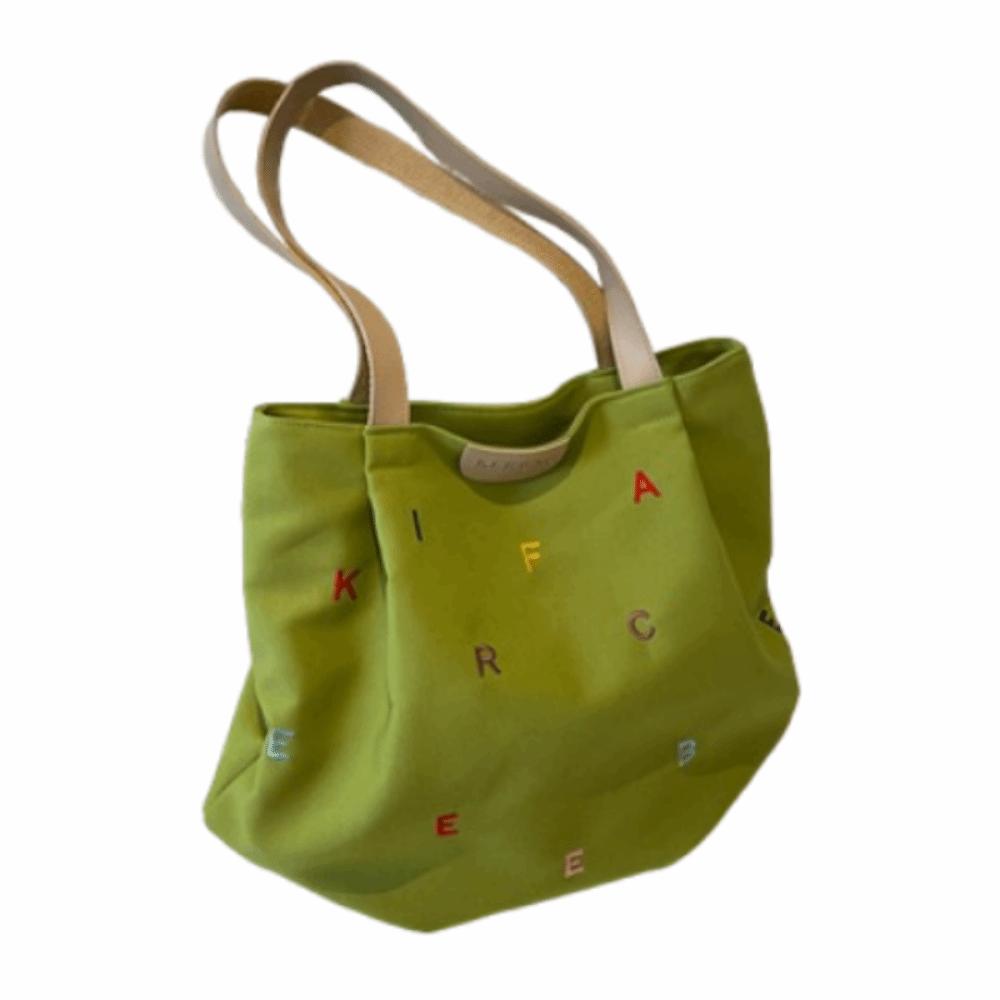 

Inner Pocket Embroidery Letter Handbag Simple Women s Single-shoulder Bag Student Class зелёный