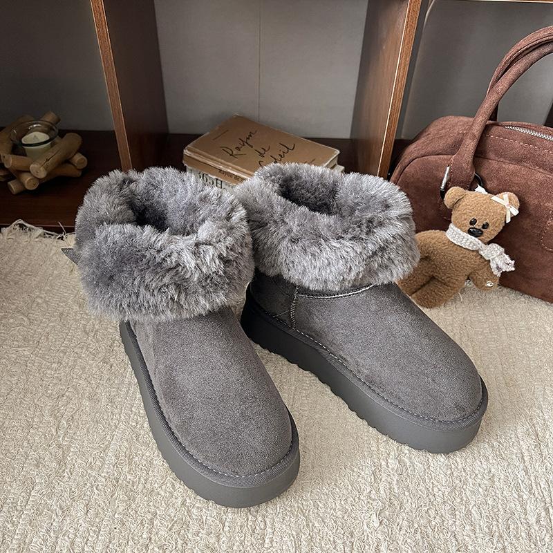 Internet celebrity fashion snow cotton boots small height increase short boots 2025 winter new velvet muffin thick-soled snow boots