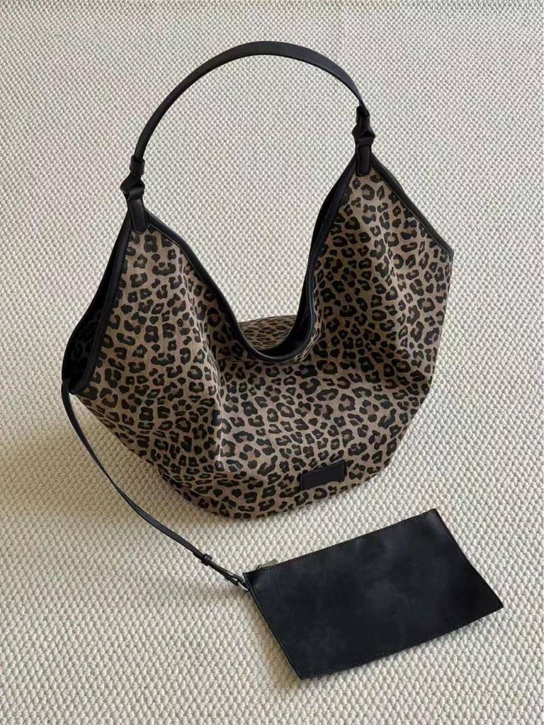 2025 Leopard Print Canvas Tote: Fashionable, Large-Capacity Shoulder Bag for Versatile Outings
