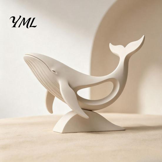 Niche Living Room Accents Minimalist Hollow Whale Figurine, 3D Printed Matte Animal Sculpture for Modern Home Decor Office Desk Decor, Statues