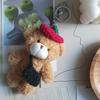Teddy Bear Knit Hat Beret Bag Doll Keychain
