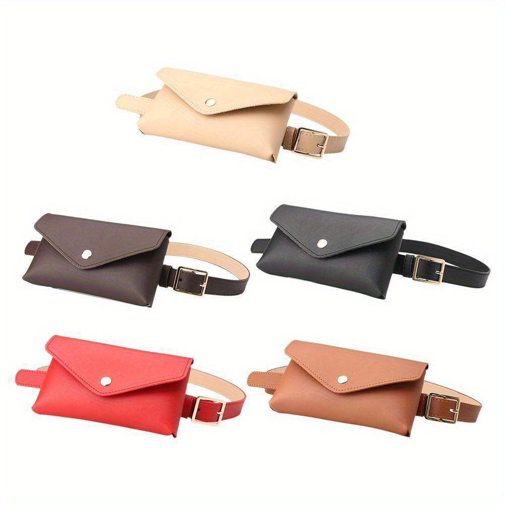 Women Waist Bag Leather Fanny Pack Chest Bag Women's Belt Fashion Pin Buckle Thin Belt Bag