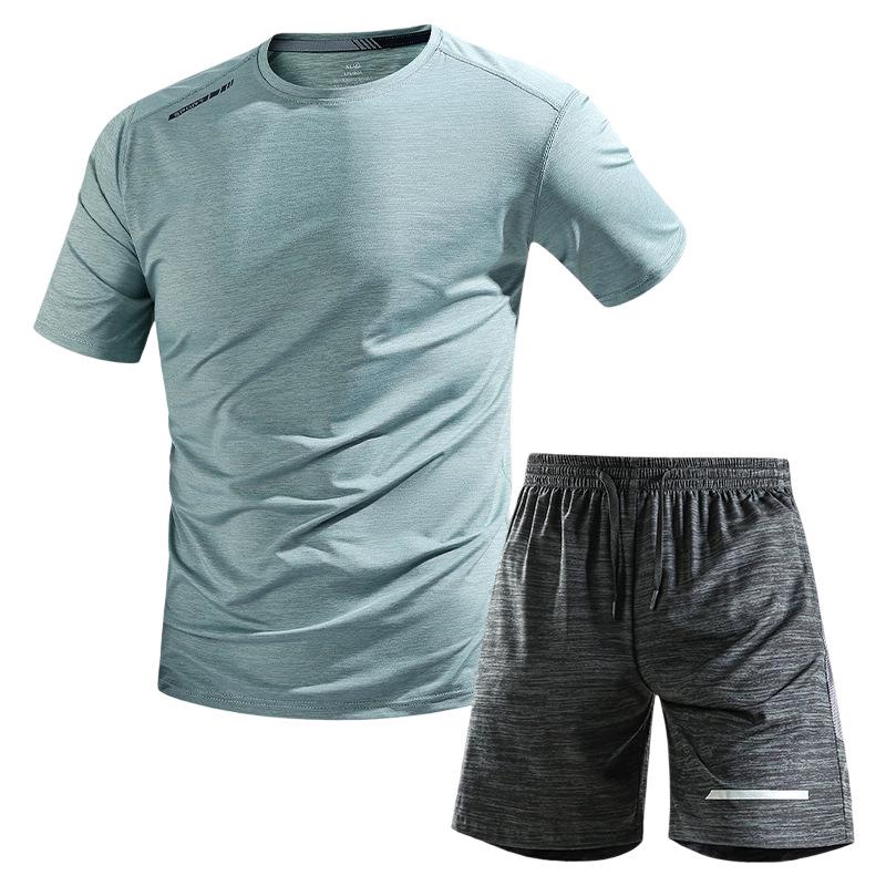 Men's Summer Quick-Dry Sports Set - Breathable Short Sleeve and Loose Shorts