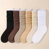 6 Pairs of Solid Color Loose Socks, Simple and Comfortable Daily Mid Tube Socks, Women's Long Tube Socks and Stockings