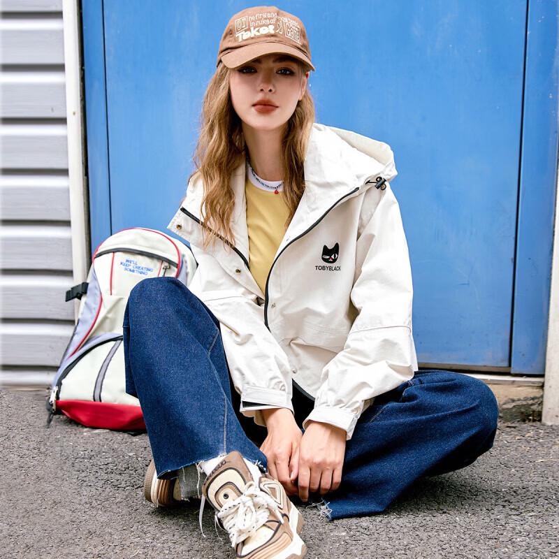 A02 Women's Autumn Loose Hooded Printed Jacket