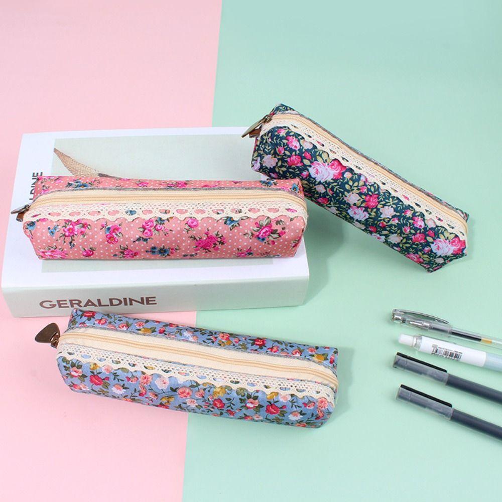 

Холст Маленький Цветочный Пенал Мягкая Косметичка Практичная Сумка Для Хранения