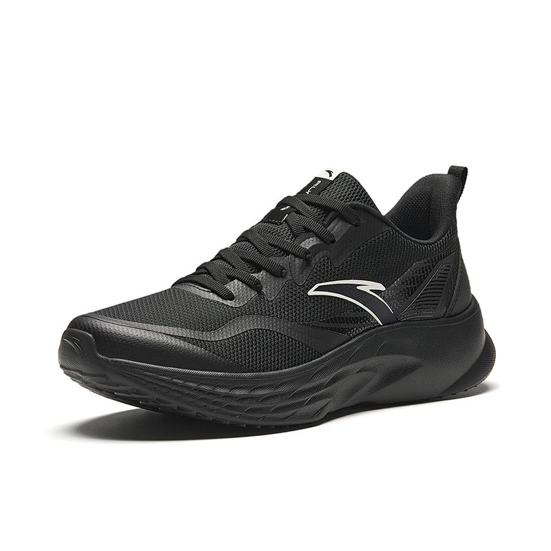 New Anta Cushioned Slip Resistant Abrasion Resistant Breathable Low Top Running Shoes Men's Black 912415522-1