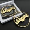 Stainless Steel Custom Personalized Name Hoop Earrings 18K Gold Plated Large Nameplate Jewelry for Women Girls Moms Gifts
