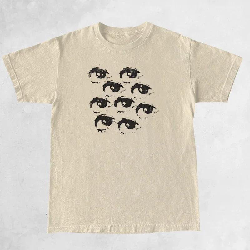 Eyes Graphic Tees Egirl Grunge Aesthetic Printed Women Y2k T Shirt Vintage Streetwear Tops Hipsters Cute Fashion Female Clothing