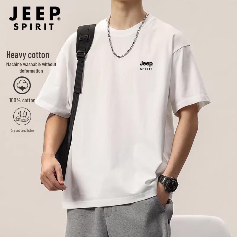 JEEP SPIRIT Men s Pure Cotton Round Neck Short Sleeve T-Shirt XL