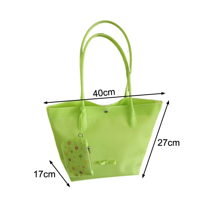 Jelly Color Pvc Clear Tote Bag Women Commute Shoulder Bag Large Capacity Waterproof Shopper Pouch Transparent Top Handle Handbag