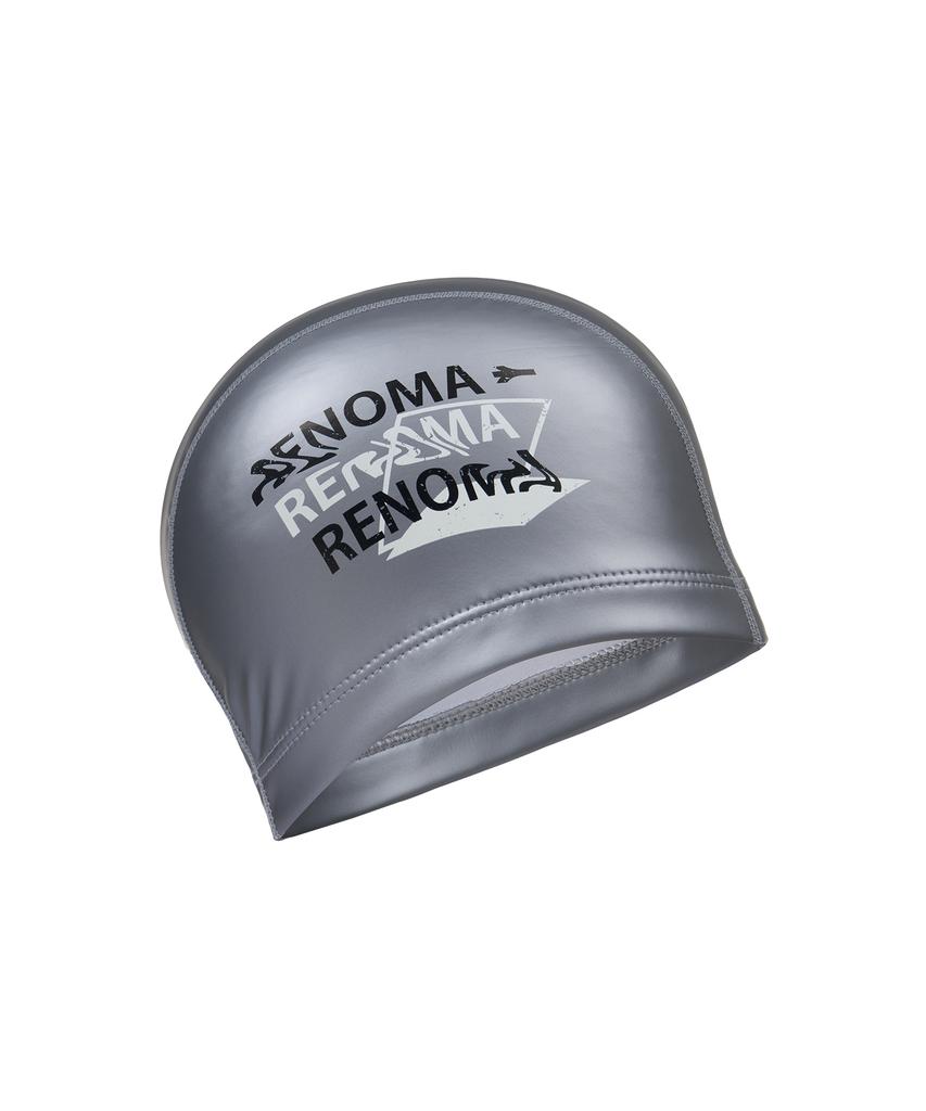 Lenomasuyeongbog Supplies Adult Wave Text Pu Swim Cap Silver Ro-Rc2F003-Sv