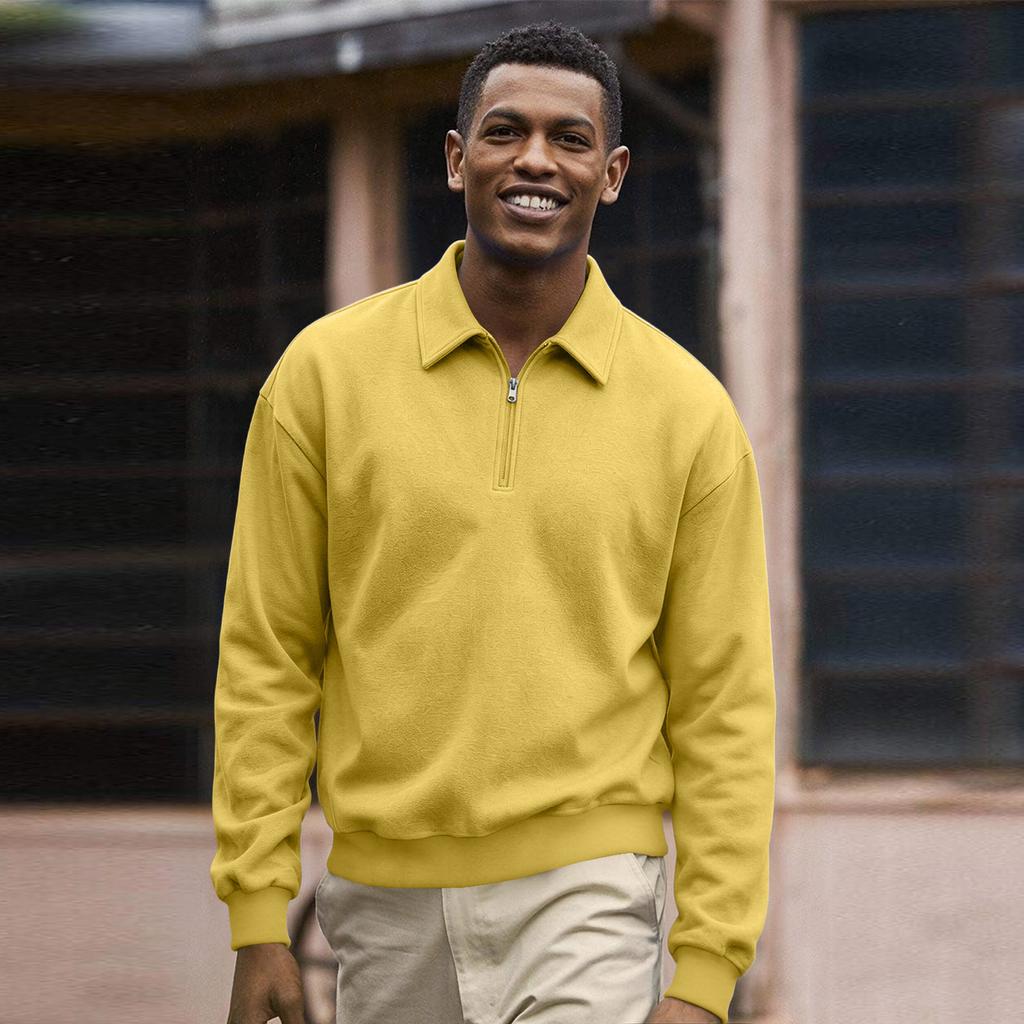 Herren Casual Sweatshirt mit halbem Reißverschluss, Langarm, Sportlicher Pullover