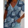 Vintage Floral Summer Fashion Casual Women's T-Shirts 3D Print V-Neck T-Shirt Daily Loose Short Sleeve Tops