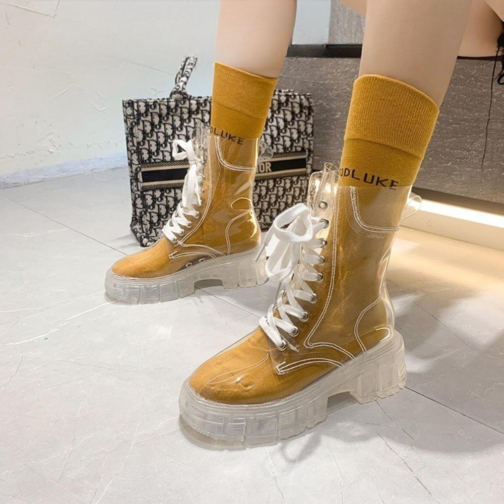 025 Europeiska och amerikanska höst/vinter ny stil slip-on mellanhäl dam ankelstövlar