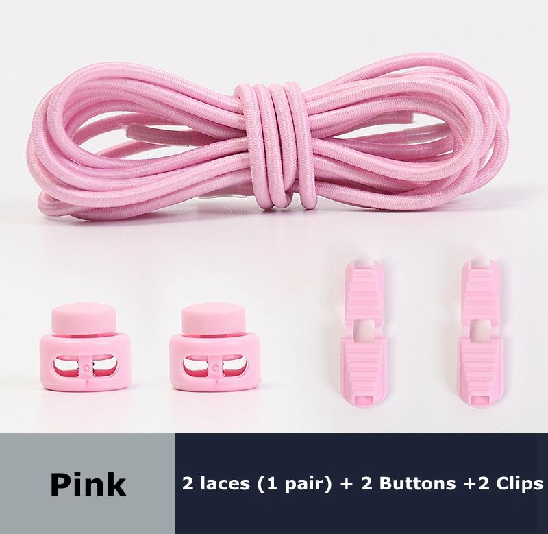1pair Elastic Shoelaces Round Spring Plastic Lock Quick Wear In 1 Second No Tie Shoelaces Suitable for All Shoelaces Lazy Laces