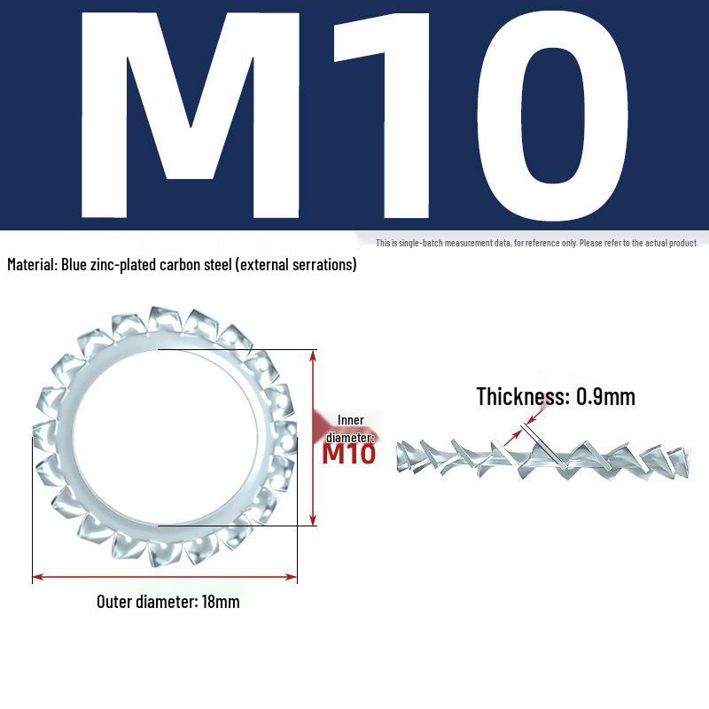 Carbon Steel Zinc-Plated Lock Washer with Inner and Outer Teeth