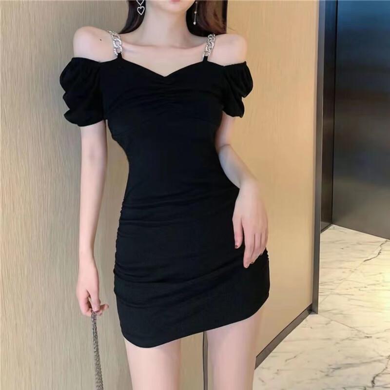 Damen Schwarz Plissiertes Kurzes Kleid Set